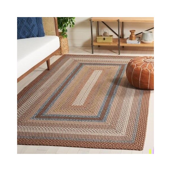 Safavieh 9 X 12 Ft. Oval Braided- Brown And Multi Hand Made Rug - BRD313A-9OV