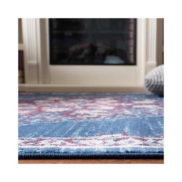 Safavieh 5 ft. 3 in. x 7 ft. 6 in. Brentwood Power-Loomed Rectangle Rug Navy & Burgundy - BNT867P-5
