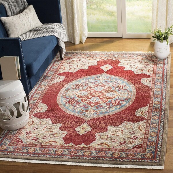 Safavieh 9 x 12 ft. Kashan Power Loomed Large Rectangle Area Rug; Ivory & Red - KSN303D-9