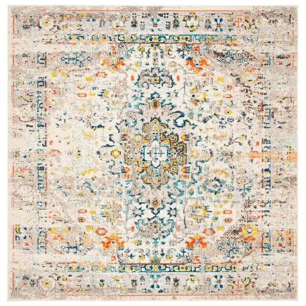 Safavieh 5 x 5 ft. Madison 400 Power Loomed Square Area Rug Cream & Blue - MAD474B-5SQ