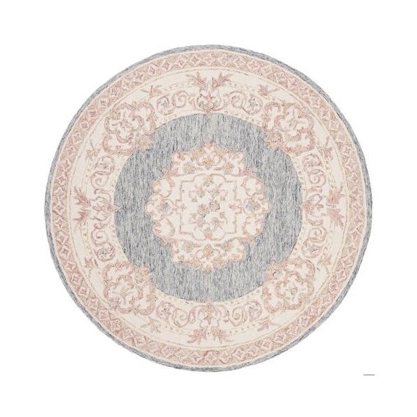 Safavieh Aubusson Traditional Square Hand Tufted RugsBlue & Pink 6 x 6 ft. - AUB101M-6SQ