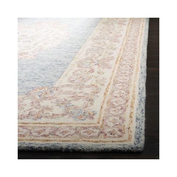Safavieh Aubusson Traditional Square Hand Tufted RugsBlue & Pink 6 x 6 ft. - AUB101M-6SQ
