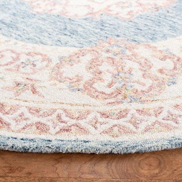 Safavieh Aubusson Traditional Square Hand Tufted RugsBlue & Pink 6 x 6 ft. - AUB101M-6SQ