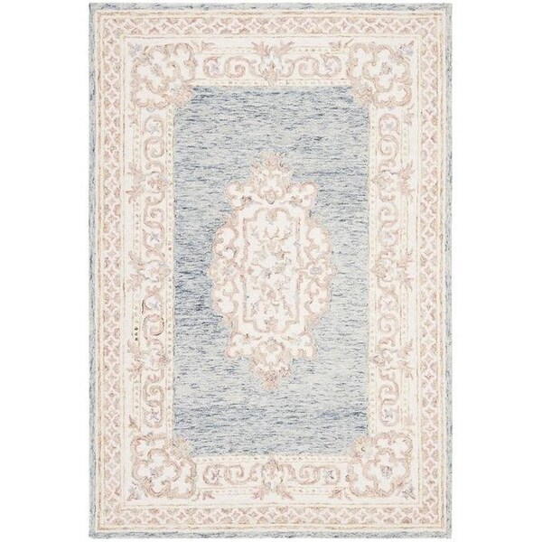 Safavieh Aubusson Traditional Square Hand Tufted RugsBlue & Pink 6 x 6 ft. - AUB101M-6SQ