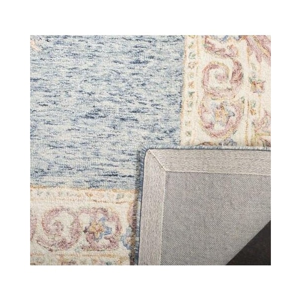 Safavieh Aubusson Traditional Square Hand Tufted RugsBlue & Pink 6 x 6 ft. - AUB101M-6SQ