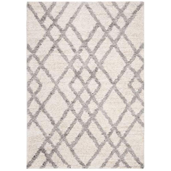 Safavieh 4 x 6 ft. Berber Shag 200 Rectangle Power-Loomed Rug Cream & Gray - BER214A-4