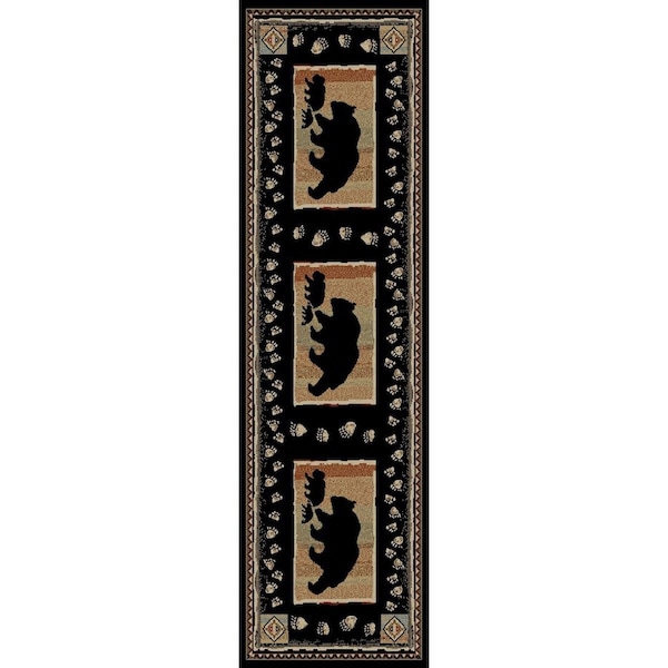 Mayberry Rug 2 ft. 3 in. x 7 ft. 7 in. Hearthside Take the Lead Area Rug, Black - HS7783 2X8