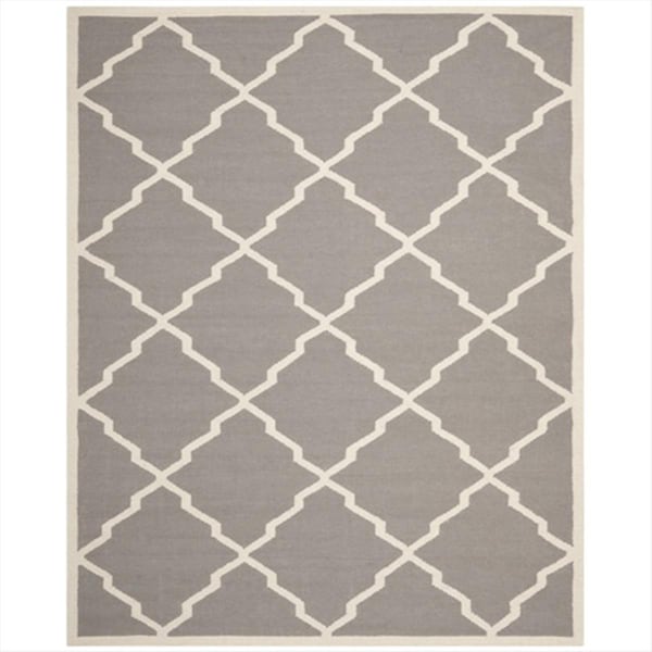 Safavieh 10 Ft. X 14 Ft. Large Rectangle Contemporary Dhurries- Grey And Ivory- Flatweave Rug - DHU567A-10