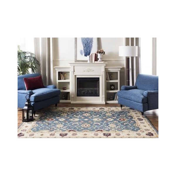 Safavieh 3 ft.-6 in. x 3 ft.-6 in. Round Traditional Antiquity- Blue and Beige Hand Tufted Rug - AT15A-4R