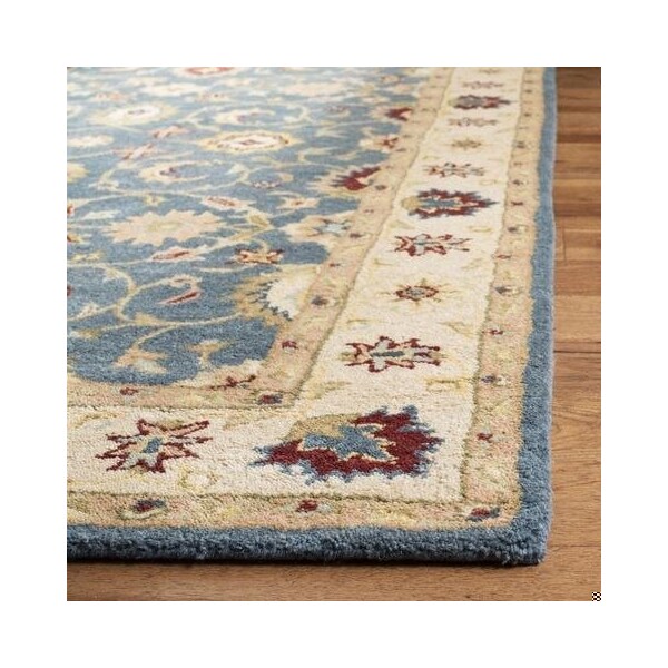Safavieh 3 ft.-6 in. x 3 ft.-6 in. Round Traditional Antiquity- Blue and Beige Hand Tufted Rug - AT15A-4R