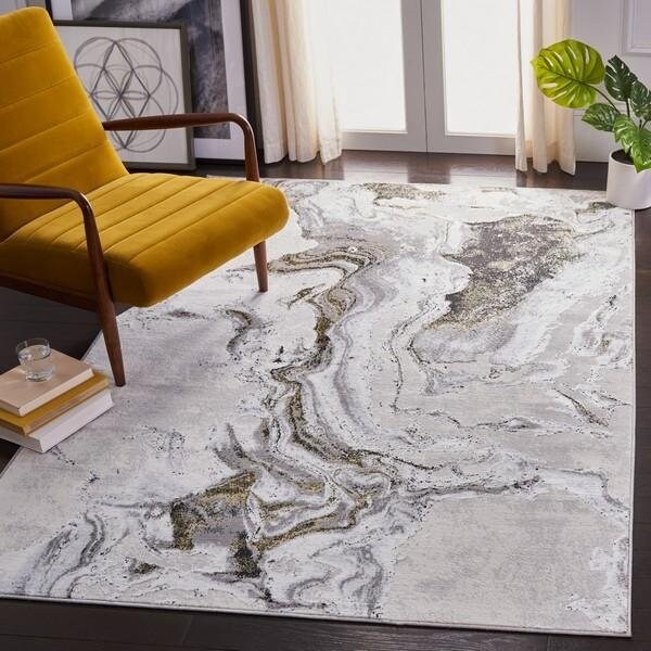 Safavieh 2 x 8 ft. Amelia Contemporary Runner Power Loomed Area Rug, Grey & Gold - ALA277G-28