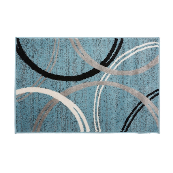 World Rug Gallery Modern Wavy Circles Design 2' x 3' Blue - 377BLUE2X3