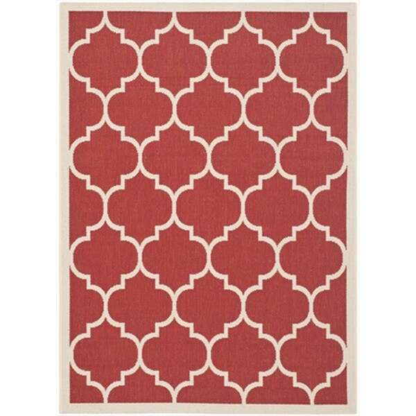 Safavieh 2 Ft. X 3 Ft. -7 In. Rectangle Indoor-Outdoor Courtyard- Red And Bone- Machine Made Rug - CY6914-248-2