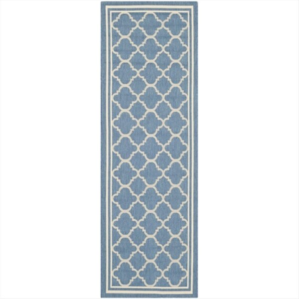 Safavieh 2 Ft. -4 In. X 6 Ft. -7 In. Runner Indoor-Outdoor Courtyard- Blue And Beige- Machine Made Rug - CY6918-243-27