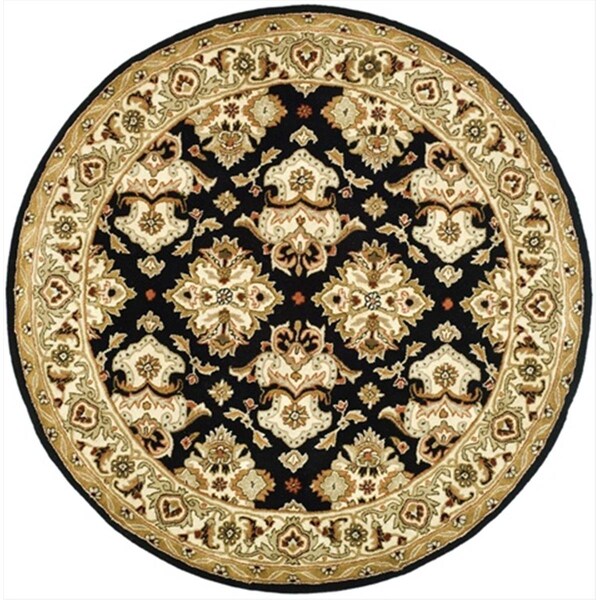 Safavieh 3 ft. - 6 in. x 3 ft. - 6 in. Round- Traditional Heritage Black And Ivory Hand Tufted Rug - HG817A-4R