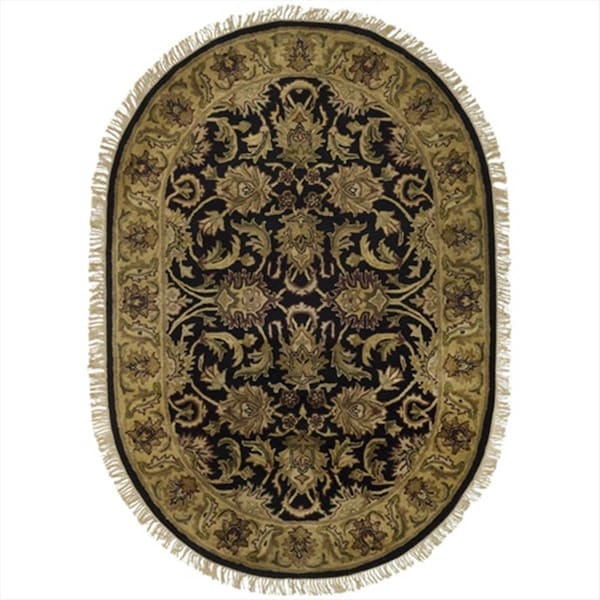 Safavieh 4 Ft. - 6 In. x 6 Ft. - 6 In. Oval- Traditional Classic Black And Gold Hand Tufted Rug - CL252A-5OV