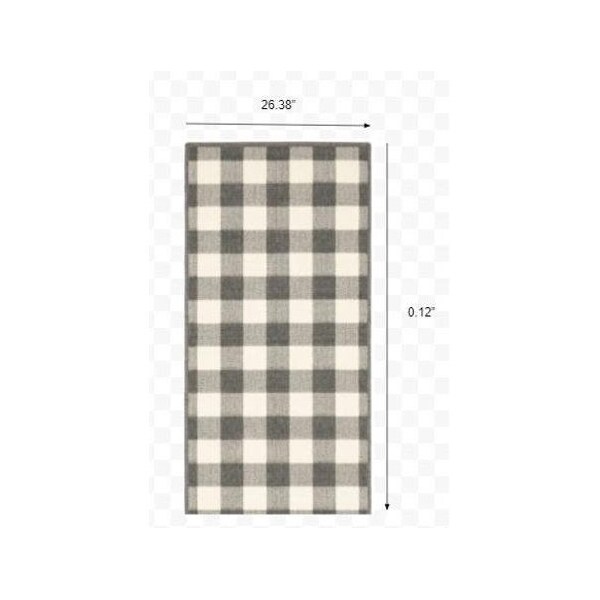 Homeroots 2 x 8 ft. Gray & Ivory Gingham Indoor & Outdoor Runner Rug - 389524