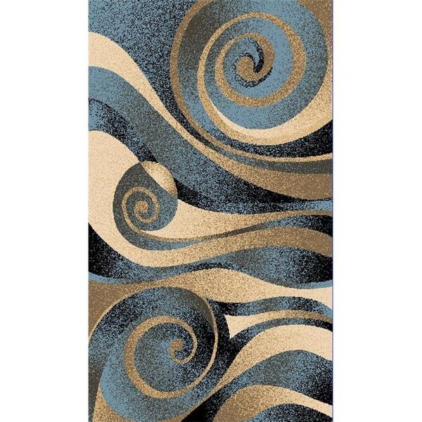 A Cd 5 x 8 Sculpture Hand Carved Indian Rug - Blue & Burgundy - S-2581