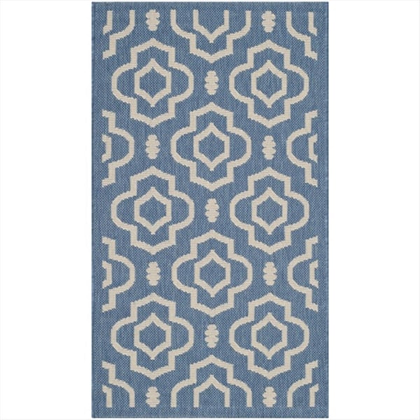 Safavieh 2 Ft. X 3 Ft. -7 In. Rectangle Indoor-Outdoor Courtyard- Blue And Beige- Machine Made Rug - CY6926-243-2