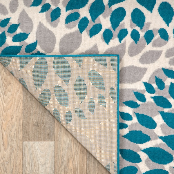 World Rug Gallery Modern Floral Circles Design 2' x 7'2'' Blue Runner Rug - 9099BLUE2X7