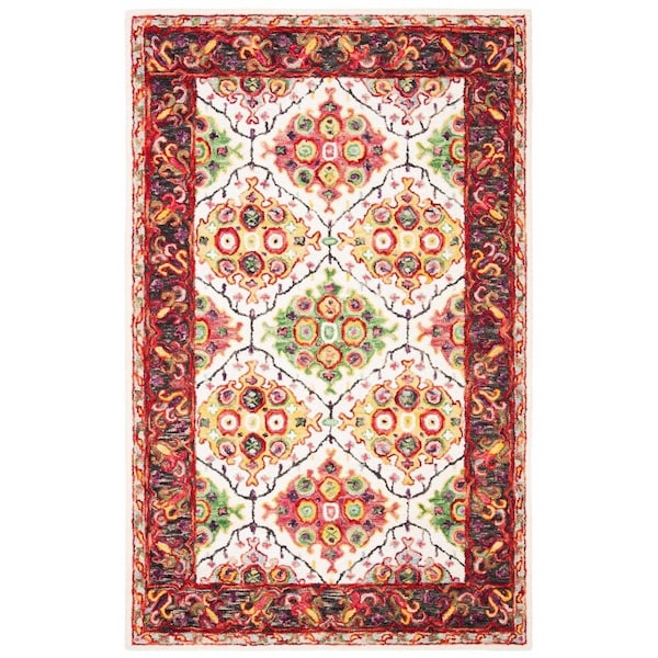 Safavieh 8 x 10 ft. Trace Hand Tufted & Transitional Rectangle RugIvory & Red - TRC524A-8