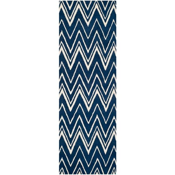Safavieh Cambridge Hand Tufted Rectangle Rug- Navy - Ivory- 2 ft. 6 in. x 6 ft. - CAM711M-26