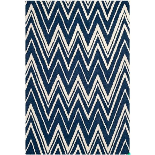 Safavieh Cambridge Hand Tufted Rectangle Rug- Navy - Ivory- 2 ft. 6 in. x 6 ft. - CAM711M-26