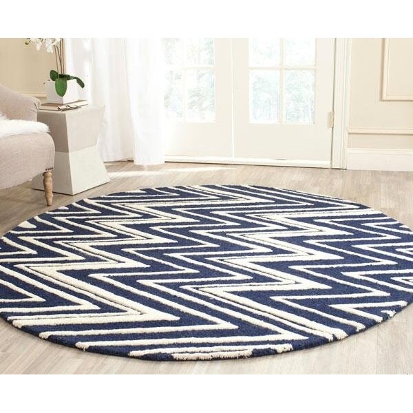 Safavieh Cambridge Hand Tufted Rectangle Rug- Navy - Ivory- 2 ft. 6 in. x 6 ft. - CAM711M-26