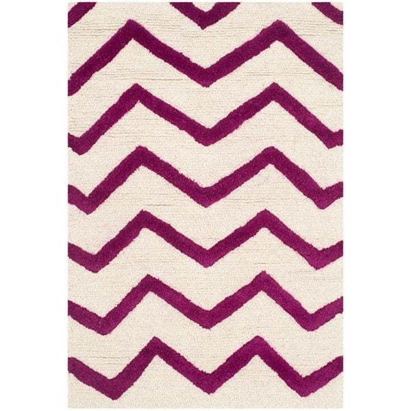 Safavieh Cambridge Hand Tufted Rectangle RugIvory & Fuchsia 5 x 8 ft. - CAM714F-5