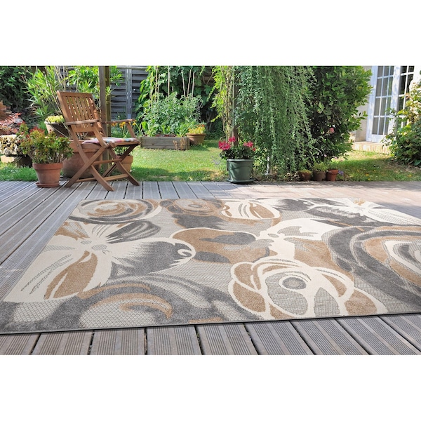 World Rug Gallery Distressed Geometric Bohemian Textured Flat Weave Indoor/Outdoor Area Rug 7'10''X10' Brown - 8017MULTI5X7