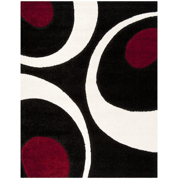 Safavieh Shag Large Rectangle Area RugBlack & Ivory 8 ft.-6 in. x 12 ft. - SG474-9012-9