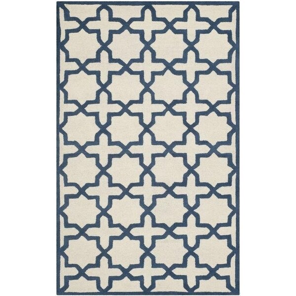 Safavieh Cambridge Hand Tufted Rectangle RugIvory & Navy 5 x 8 ft. - CAM125Z-5