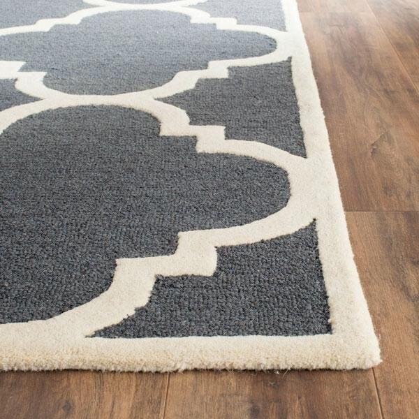Safavieh 5 x 8 ft. Cambridge Hand Tufted Medium Rectangle Area RugDark Grey & Ivory - CAM140X-5