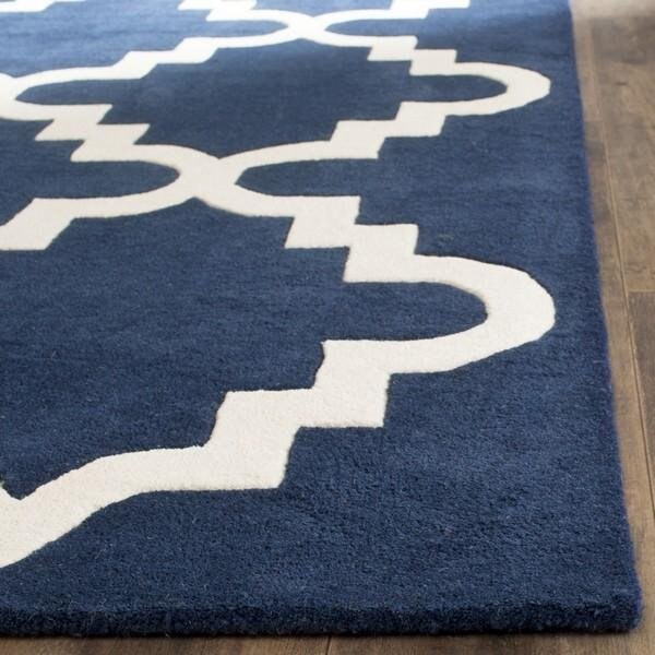 Safavieh 3 x 5 ft. Chatham Hand Tufted Small Rectangle Area RugDark Blue & Ivory - CHT753C-3