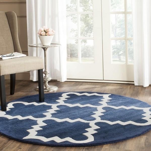 Safavieh 3 x 5 ft. Chatham Hand Tufted Small Rectangle Area RugDark Blue & Ivory - CHT753C-3