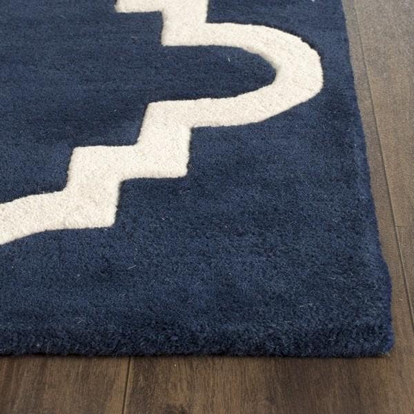 Safavieh 3 x 5 ft. Chatham Hand Tufted Small Rectangle Area RugDark Blue & Ivory - CHT753C-3