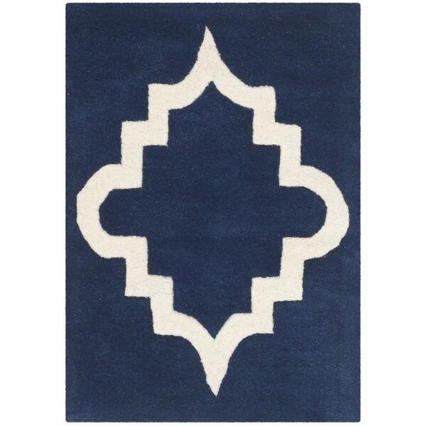 Safavieh 3 x 5 ft. Chatham Hand Tufted Small Rectangle Area RugDark Blue & Ivory - CHT753C-3