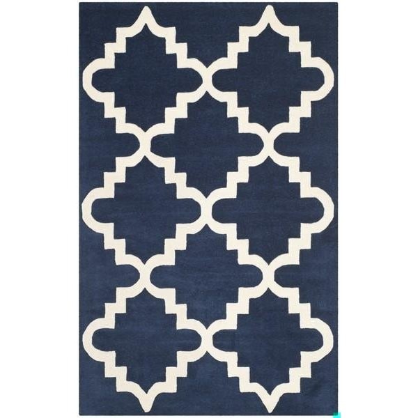 Safavieh 3 x 5 ft. Chatham Hand Tufted Small Rectangle Area RugDark Blue & Ivory - CHT753C-3