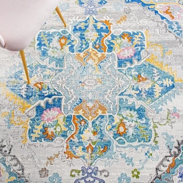 Safavieh 9 x 12 ft. Aria Bohemian Rectangle Power Loomed Rug Gray & Blue - ARA129F-9