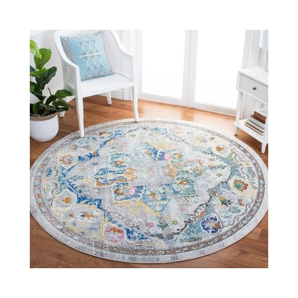 Safavieh 9 x 12 ft. Aria Bohemian Rectangle Power Loomed Rug Gray & Blue - ARA129F-9