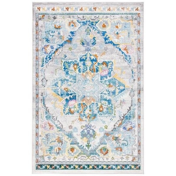 Safavieh 9 x 12 ft. Aria Bohemian Rectangle Power Loomed Rug Gray & Blue - ARA129F-9