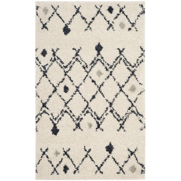 Safavieh Berber Shag Accent Area Rug, Cream and Navy - 3 x 5 ft. - BER164D-3