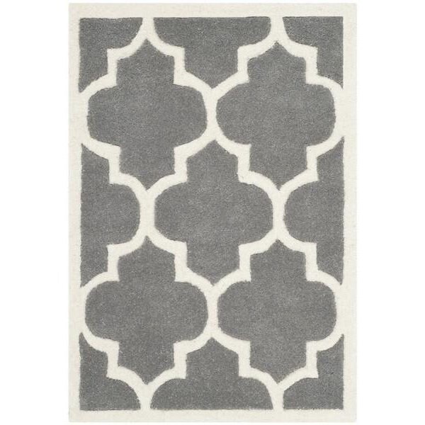 Safavieh Chatham Hand Tufted Square Rug- Dark Grey - Ivory- 4 x 4 ft. - CHT733D-4SQ