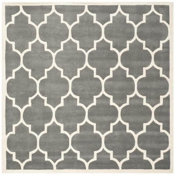 Safavieh Chatham Hand Tufted Square Rug- Dark Grey - Ivory- 4 x 4 ft. - CHT733D-4SQ