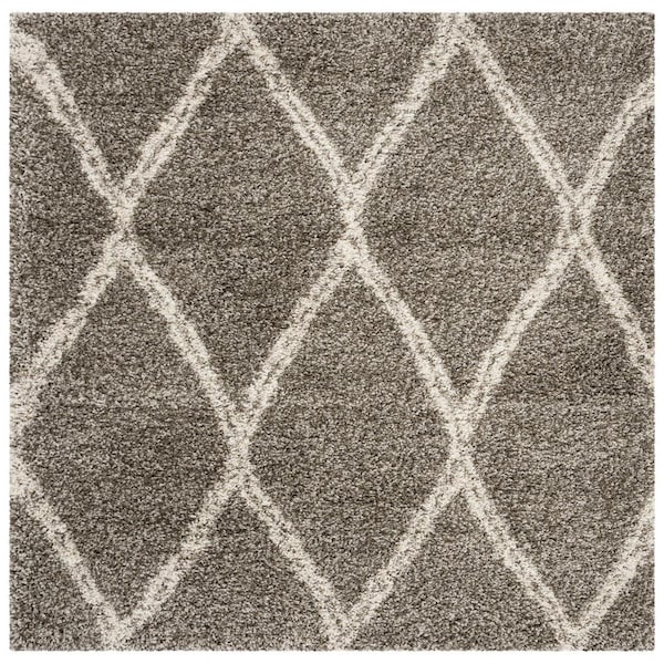 Safavieh Hudson Shag 300 Power Loomed Square Area RugGrey & Ivory 7 x 7 ft. - SGH329B-7SQ