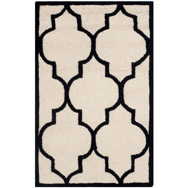 Safavieh Cambridge Hand Tufted Rectangle Rug- Ivory - Black- 2 ft. 6 in. x 6 ft. - CAM134W-26