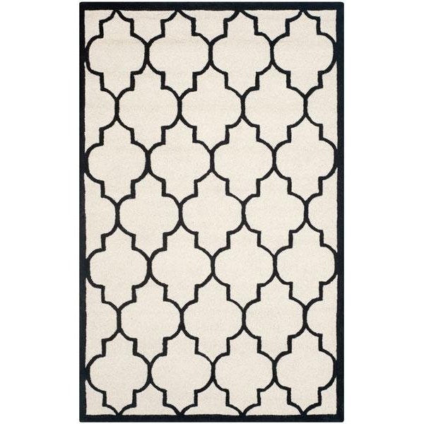 Safavieh Cambridge Hand Tufted Rectangle Rug- Ivory - Black- 2 ft. 6 in. x 6 ft. - CAM134W-26