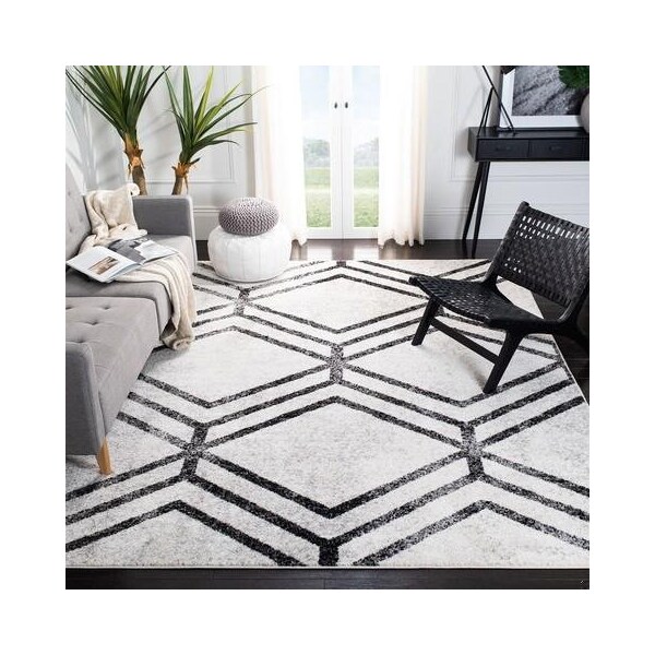 Safavieh 3 x 5 ft. Adirondack Power Loomed Rectangle RugIvory & Charcoal - ADR253B-3