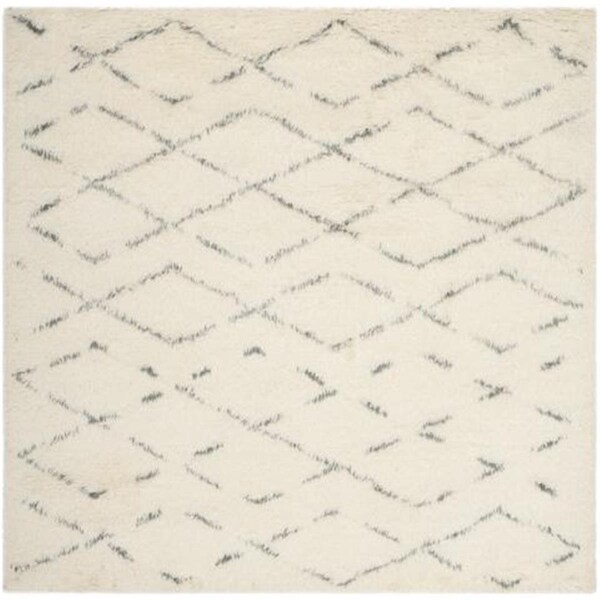 Flowers First 6 x 6 ft. Square Casablanca Hand Tufted Rug, Ivory & Grey - FL2115275