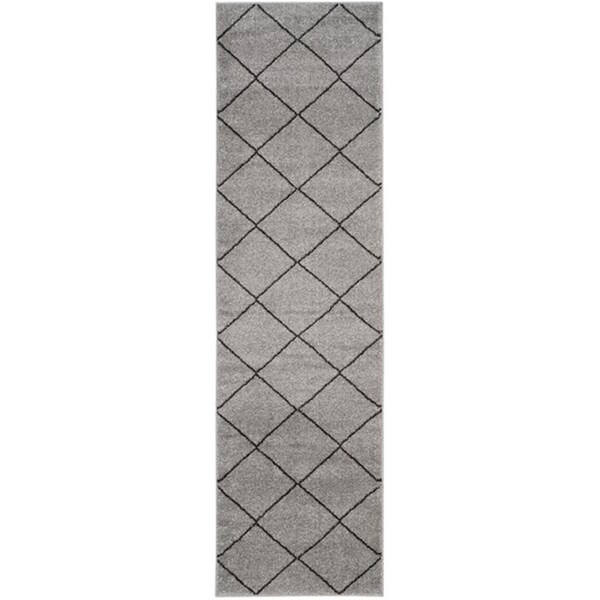Flowers First 2 ft. 3 in. x 8 ft. Tunisia Power Loomed Runner Rug, Grey & Black - FL1868145